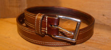 Load image into Gallery viewer, Leather 1.5" lined belt w/ Roller buckle