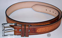 Load image into Gallery viewer, Leather 1.5" lined belt w/ Roller buckle