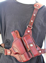 Load image into Gallery viewer, Leather Chest Rig With Mag Pouch Option *Revolver, Automatic. Double Action, Single Action*
