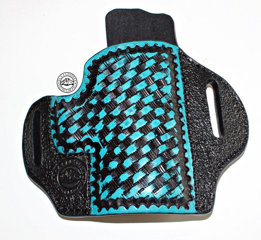 Concealed Carry Holster, Pancake style, Basketweave with Coloring